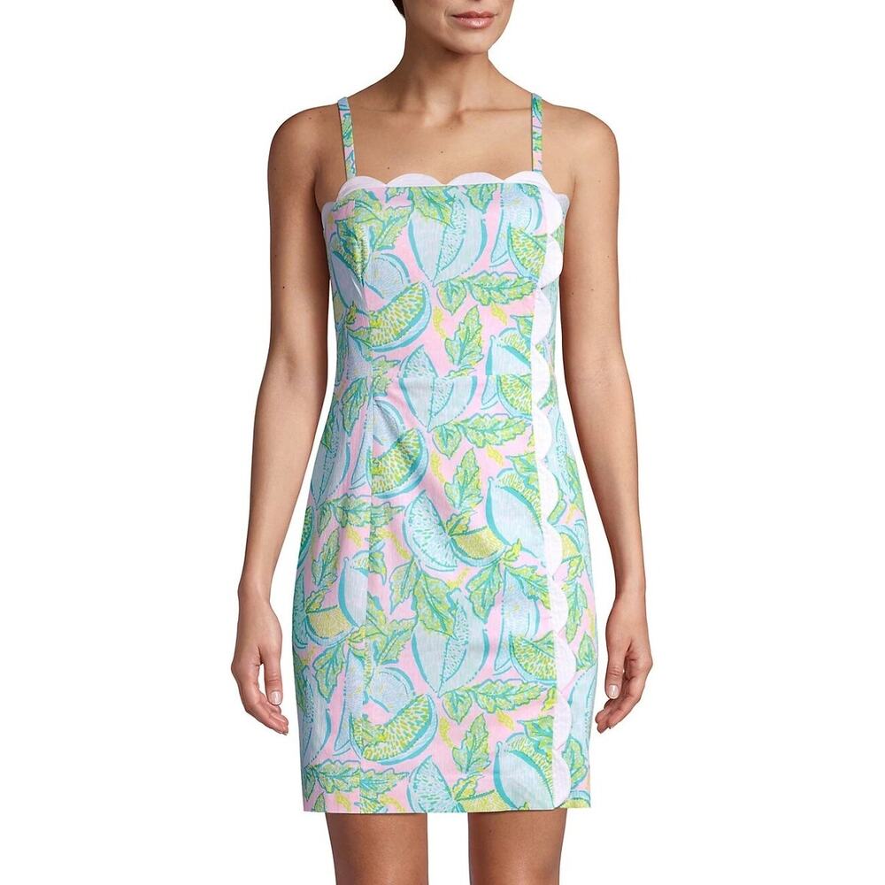 LILLY PULITZER Mercede Stretch Dress Urchin Pink Vitamin Sea Scallop, size 16